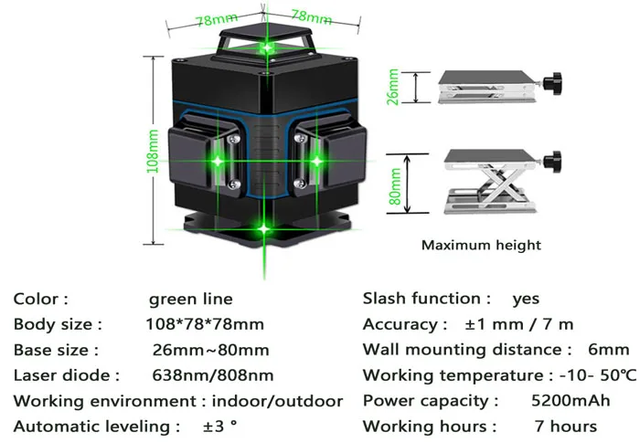 16 линия 3D зеленый лазерный уровень Nivel лазер 360 Graus Lazer уровень профессиональные лазерные лазеры для профессиональных строительных инструментов