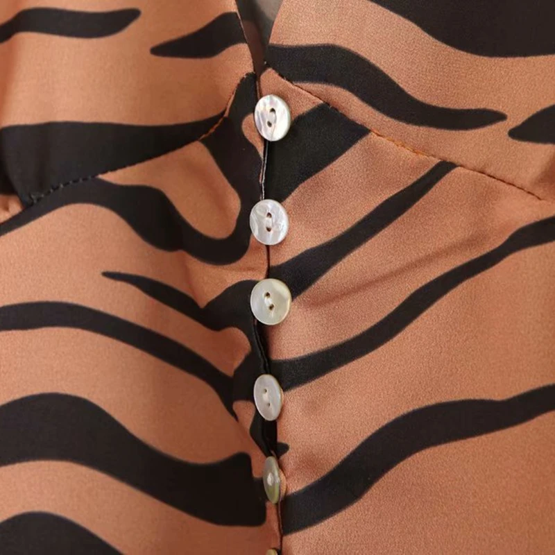 Летние винтажные Женские топы и блузки с длинным рукавом, укороченный топ с тигром, полосатая шифоновая блузка, женские рубашки, туника, женские топы