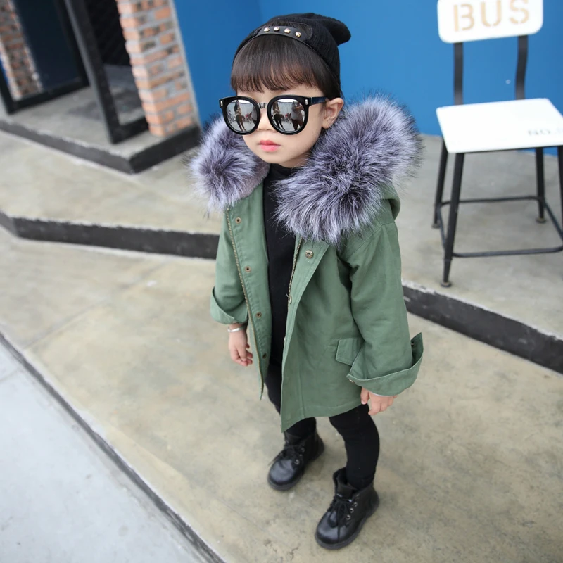 

2018 Autumn Winter Baby Girls Jackets Fur collar Kids Jacket Warm Hoodies Children's Outerwear Coat Boys Girls Clothes