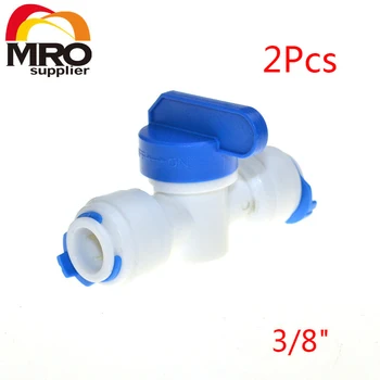 

2 Pcs Equal Straight 3/8" OD Tube Ball Valve Swicth Quick Connect Fitting RO Water Purifier Reveser Osmosis System