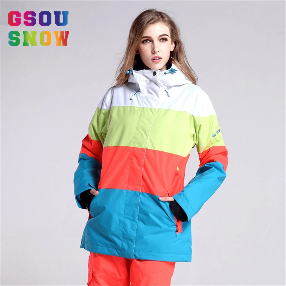 Gsou الثلوج-30 درجة التزلج سترة النساء في الهواء الطلق سترة تزلج للماء 10 K المهنية التزلج على الجليد على الجليد سترة