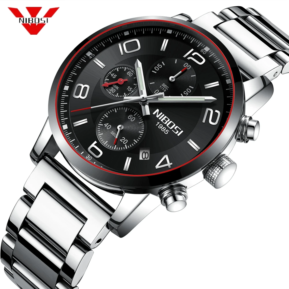 

NIBOSI Mens Watches Top Brand Luxury Watch Men Luxury Quartz Steel Chronograph Relogio Masculino Men's Watch Luxury Wristwatches