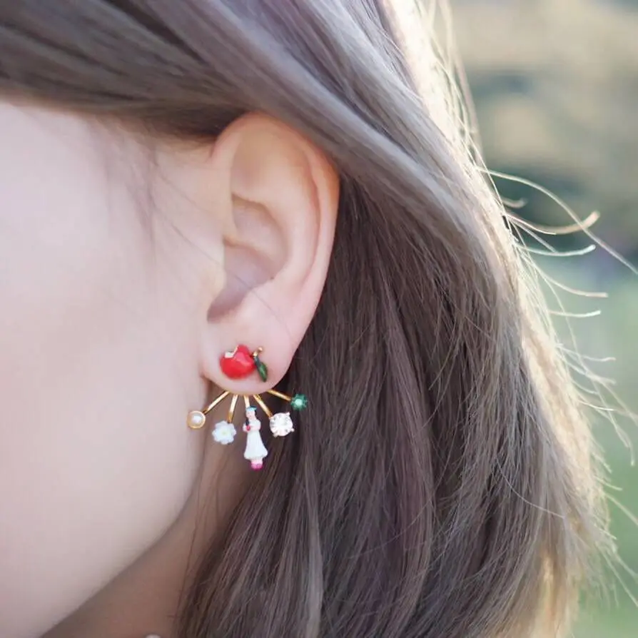 

2018 Amybaby Cute Squirrel Pink Stone Flower Womens Stud Earrings Enamel Glaze Jewelry For Party