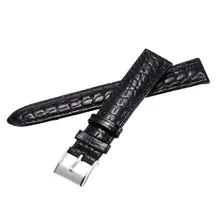 Mode cuir bracelets noir 12 14 16 18 20 22 24 26 mm Durable Universal montre en cuir Band Bracelet argent boucle
