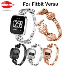 Металлический ремешок для fitbit versa ремешок без винтов Браслет из нержавеющей стали носимый ремень со стразами браслеты заменить