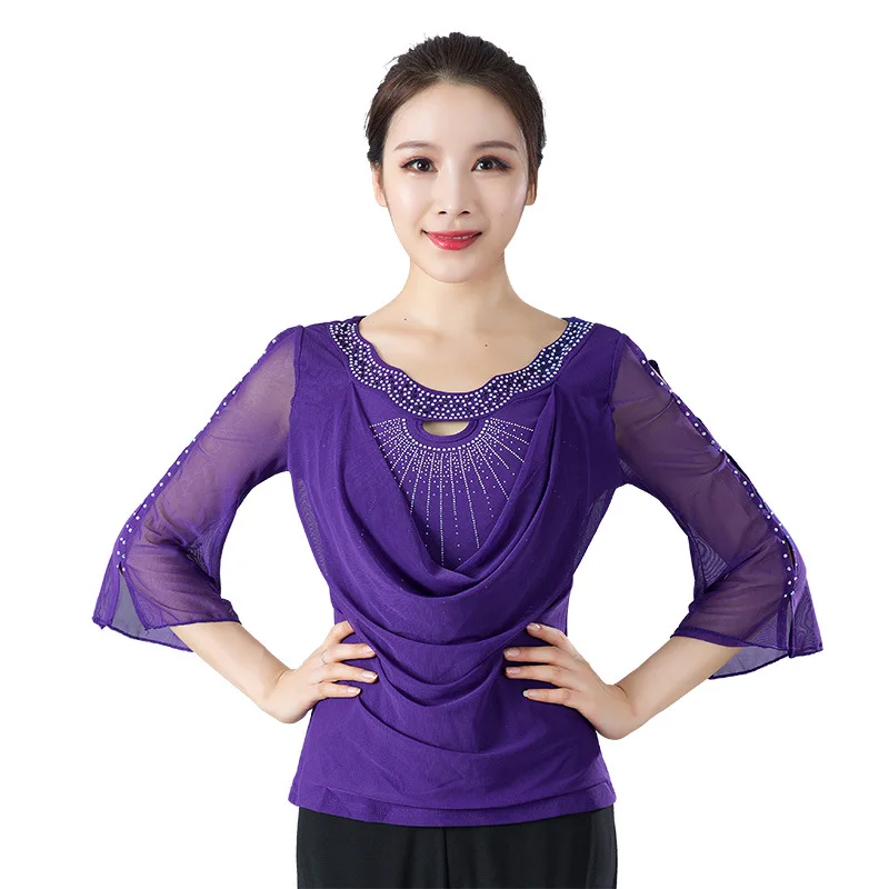 

New Smooth Ballroom Dance Costume Tops Latin Cha Cha Flamenco Dance Blouses Modern Standard Outfits Tango Waltz Salsa Samba Tops