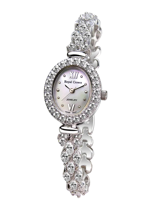 

Royal Crown Jewelry Watch 1516B Italy brand Diamond Japan MIYOTA platinum female fashion bracelet waterproof quartz watch