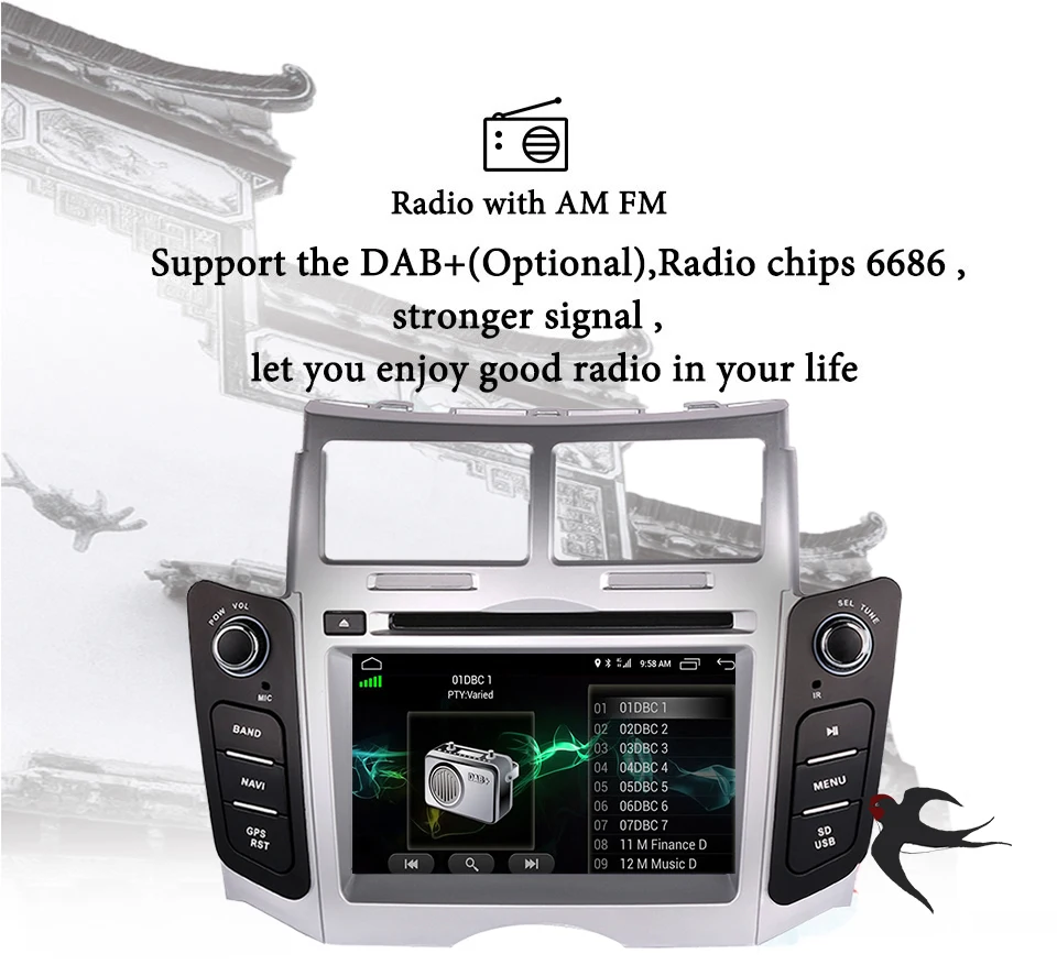 Discount Android 9.0 HD 1024*600 Fit TOYOTA YARIS 2005 - 2007 08 2009 2010 2011 Car DVD Player Navigation GPS TV 3/4G Radio Tape Recorder 1