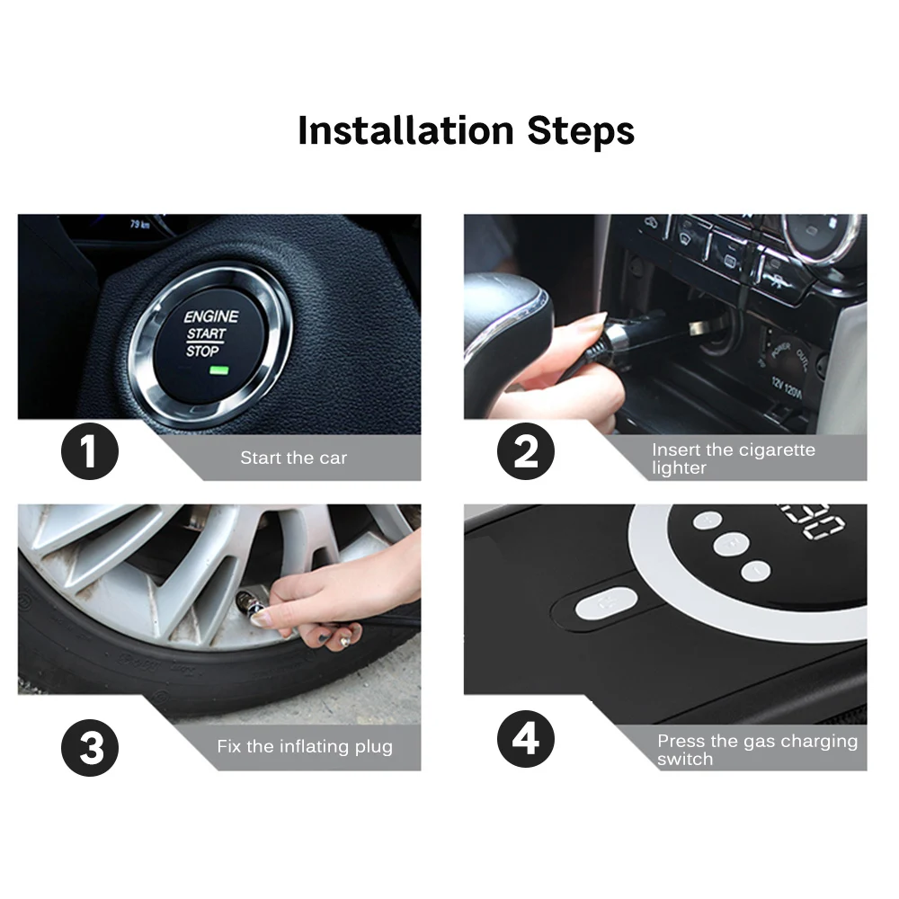 CZK - 3624 Car Tire Inflator 12V 120W Digital Portable Air Compressor Pump for Motorcycle Bicycle 
