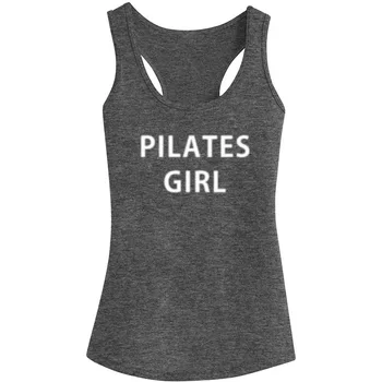 

Womens Pilates Girl Workout Racerback Tank Tops - Heathered Grey