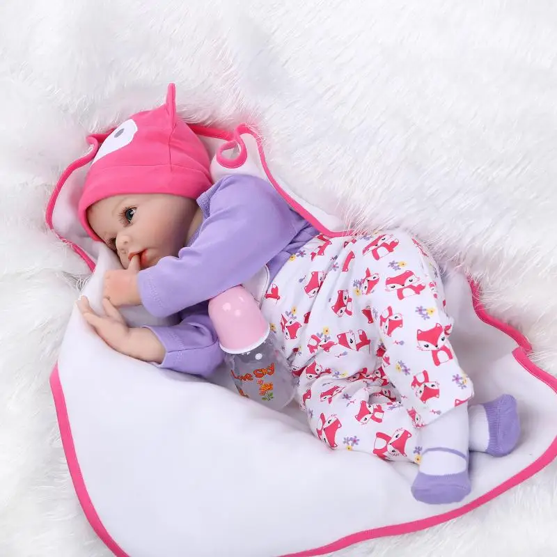 55CM Silicone reborn baby doll toys for girl, lifelike reborn babies play house toy birthday gift girl brinquedos bonecas