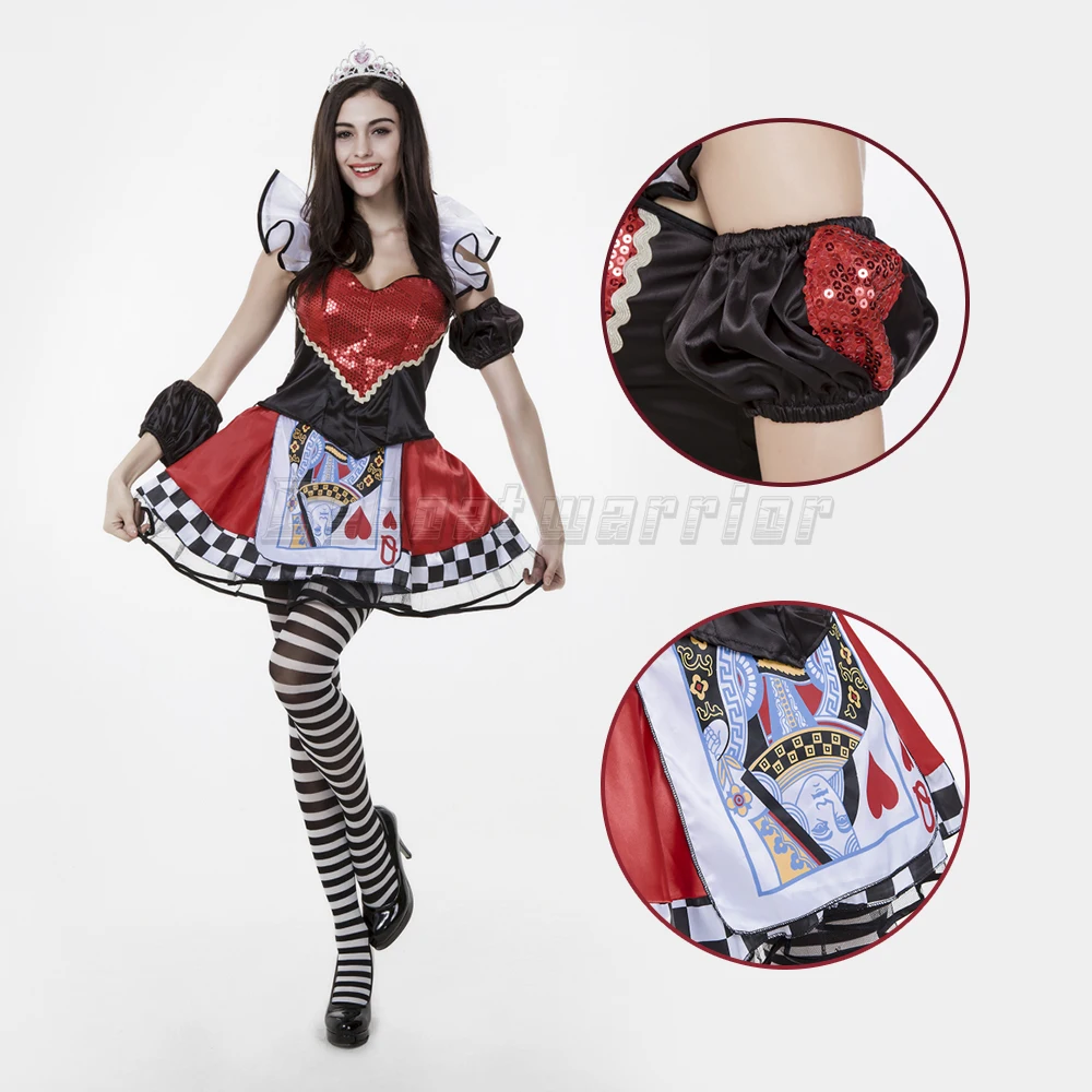 (whole set)Halloween Queen of Hearts Casino dress Costume Fancy Sexy