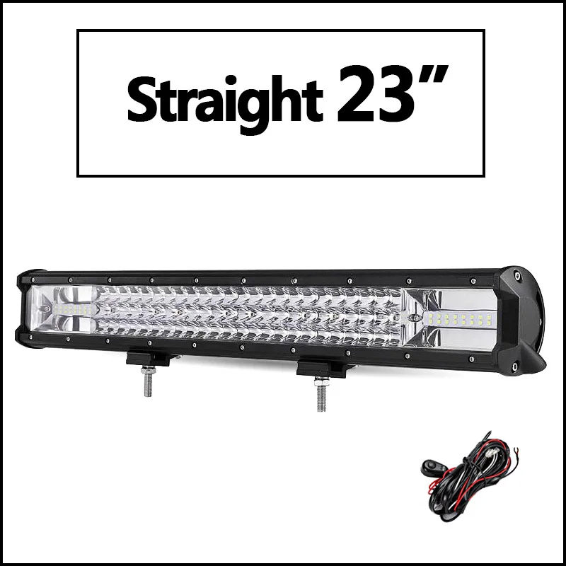 Oslamp 3-ряд " 12" 1" 20" 2" 23" 3" 42" 5" Изогнутые свет бар offroad LED-бар место луч световой индикатор работы бар 12 В 24 В - Цвет: Straight 23 and wire