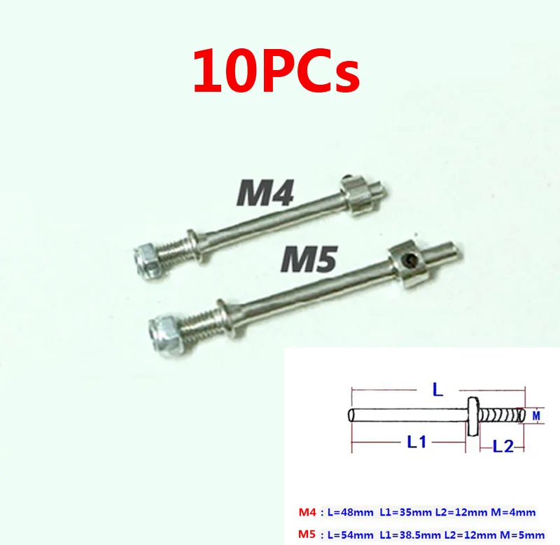 10 шт. фиксированное крыло M4/M5 колесный стержень болта ось+ колесо+ самоблокирующиеся винтовые гайки+ прокладка RC самолет шасси 4*35*12 мм/5*38*12 мм