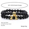 Luxury 2Pcs/Set Natural Lava Stone Beads Male Pave CZ Skull Crown Bracelet Bangle Sets For Mens Women Hand Jewelry Homme Bijoux ► Photo 2/6