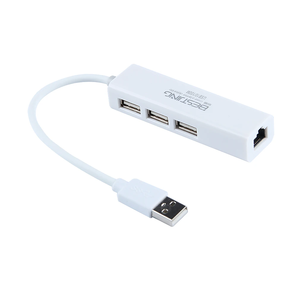 

Free Drop Shipping USB to Ethernet Adapter With USB 2.0 HUB 3 Ports Rj45 Network Card Lan For Macbook Pro