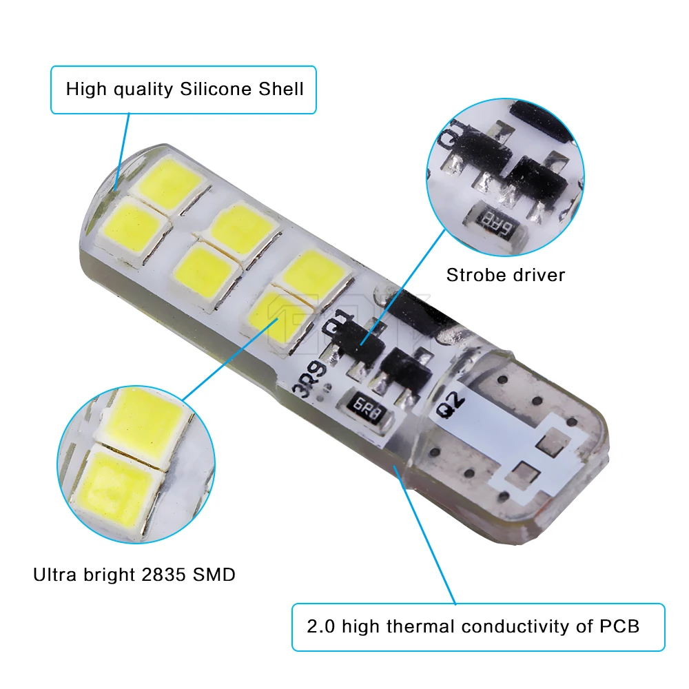 2 x T10 стробоскоп мигающий 194 W5W LED 12SMD 2835 Светодиодный стойкий блеск + автомобильный