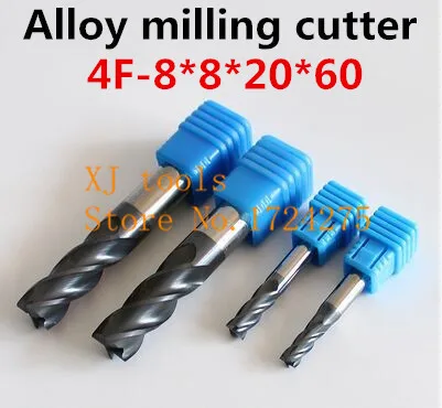 Consegna Gratuita Hrc50 M8 * 8*20 * 60L * 3 Pz Lega Fresa, Carbide End Mill, Dritto Gambo Fresa