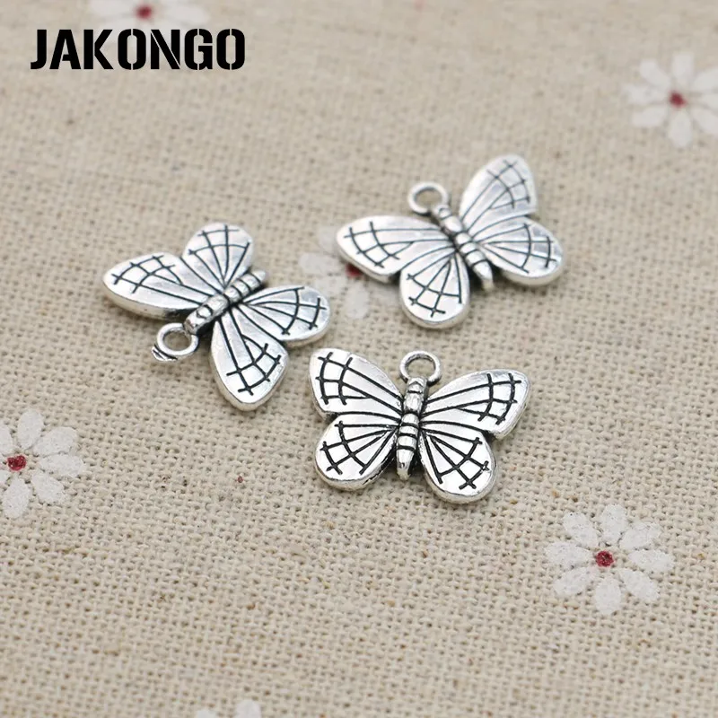 JAKONGO 10 шт. подвески бабочки античные серебряные для серьги изготовления