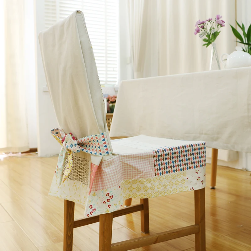 Small horizontal stripe cotton fabric dining table chair cover stool