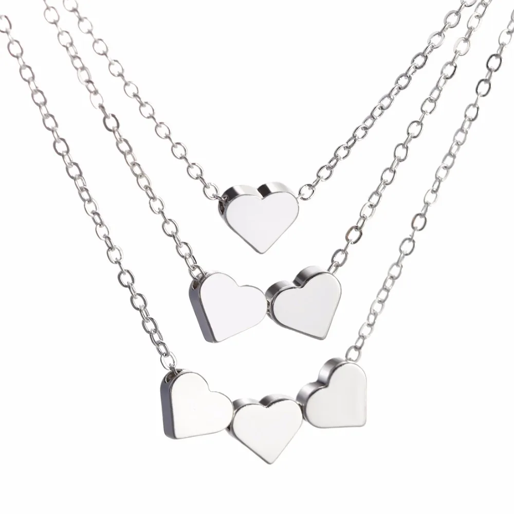 Hesiod Silver Color Love Heart Necklace Choker Collares Multi-layer Short Chain Pendant Necklaces for Women Lover Gifts | Украшения и