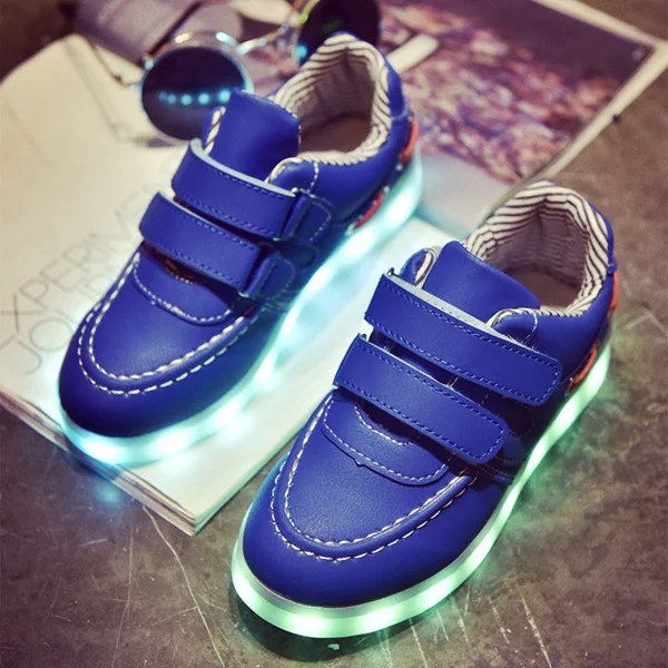 A53 Blue 25to 34 7ipupas матирующий Серебряный Светодиодный светильник детская обувь повседневная, светильник ed Flaring sole светящиеся кроссовки, ребенок мальчик девочка семья светящиеся кроссовки - Цвет: A53 Blue 25to 34
