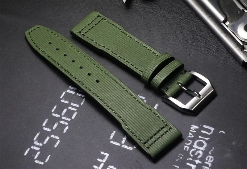 

high quality Handmade 20 21 22 mm Army Green Luxury brands Watchbands Calfskin Watch Strap For OMG for iwc series men Wristband