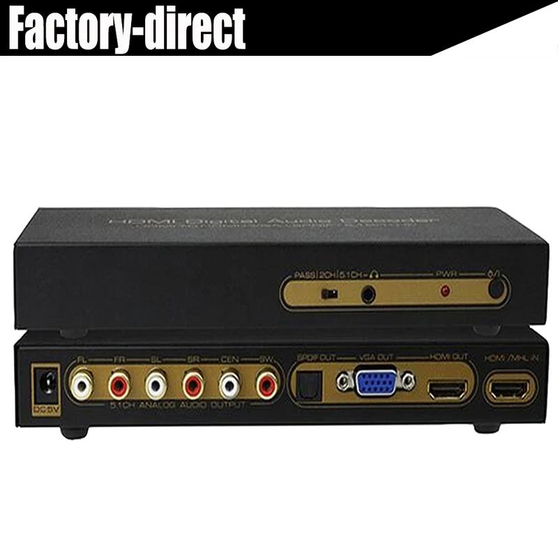 

5.1CH HDMI Digital audio decoder converter HDMI to VGA HDMI to HDMI / VGA / SPDIF / 5.1 Surround Sound Converter for TV