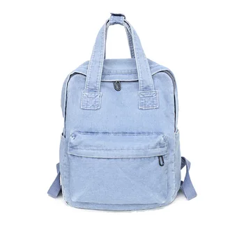 

School Bag For Teenager Denim Women Backpacks Simple Travel Shoulder Bag Female Student Schoolbag For Male Book Mochilas LSH675