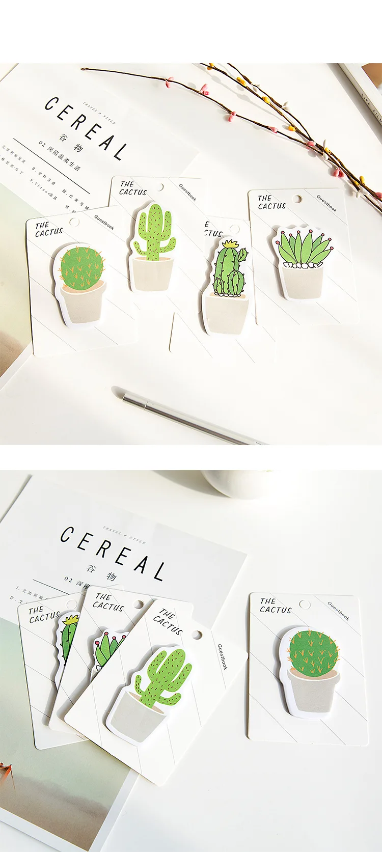 Cartoon Cactus Memo Pads Diary Stickers N Times post Office learning sticky Stickers Stationery Supplies