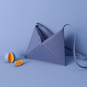 

Simple small cold wind origami folding rhombic triangular sloping single shoulder bag female bag
