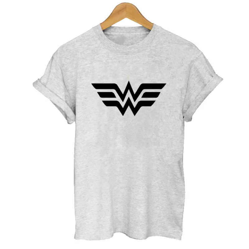 

2019 New High Quality Elastic Cotton Women T-shirt Anime Wonder Woman T Shirt Superhero Tee Femme Printed Harajuku Manga Tshirt