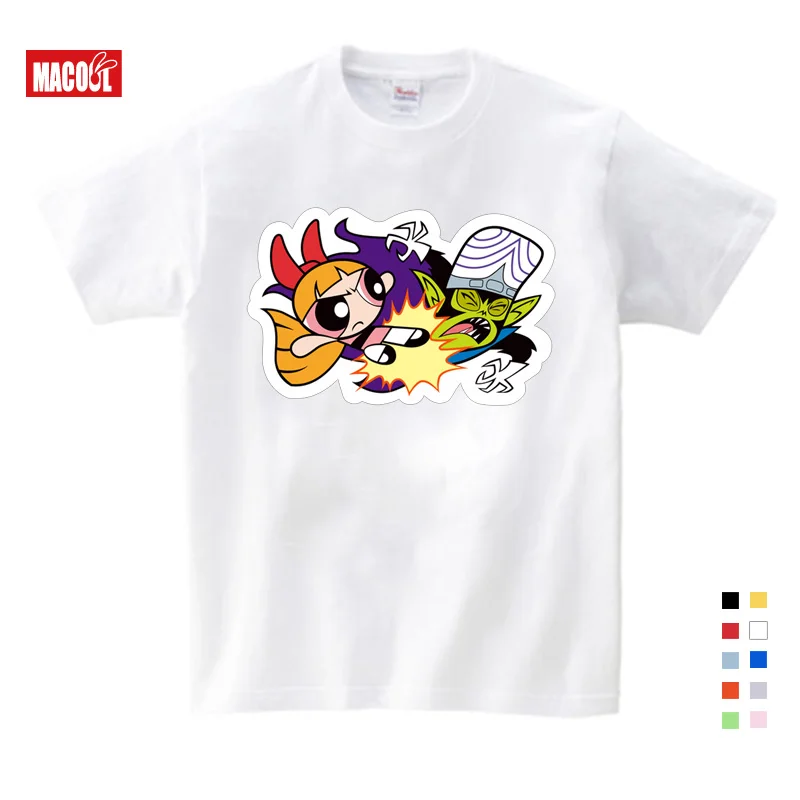 

3T-9T Hot sale Children T Shirt The Powerpuff Girls Cotton Short Sleeve Round Neck Tshirt Boys Girls Design T-shirt For Kids