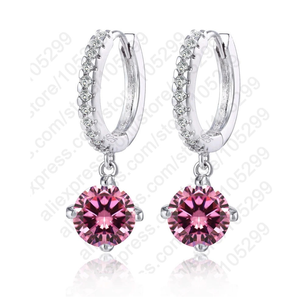 

Free shipping Wholesale 1 Pairs Trendy Women/Girl's 925 Sterling Silver CZ Crystal Dangle Earrings Jewelry Gift
