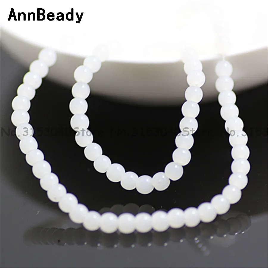 100pcs Solid White color 4mm Round Crystal Beads Glass Smooth Beads
