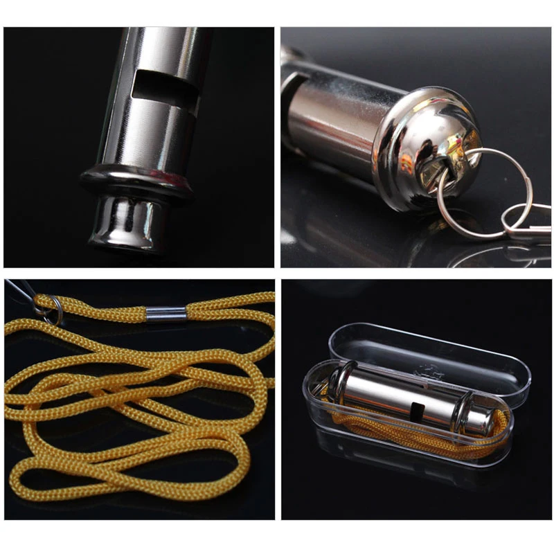 Survival Whistle Police Steel Military with Lanyard Rope Outdoor Sport Lifesaving Equipment