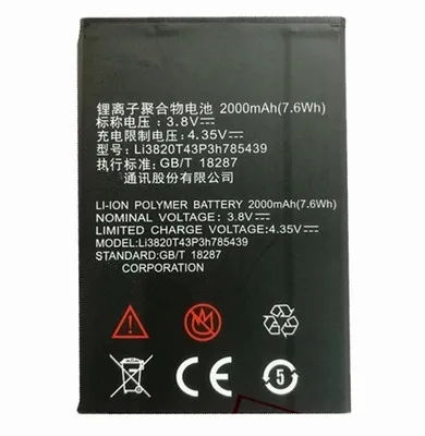 

Li3820T43P3h785439 Phone lithium Battery 2000mah Batterij Rechargeable Replacement batteries For ZTE Blade L3