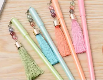 

pretty Tassels pendant gel pen cartoon stationery prize korea office writing student pen needle pen black ink 0.38mm 36pc/lot