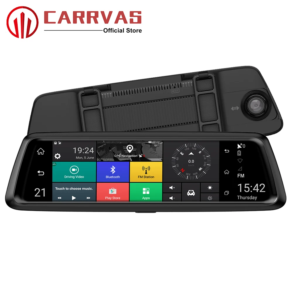 

CARRVAS 10 inch Car GPS Mirror Support Bluetooth GPS Android 5.0 Navigators Automobile with DVR Stream Media 4G FHD Vehicle GPS