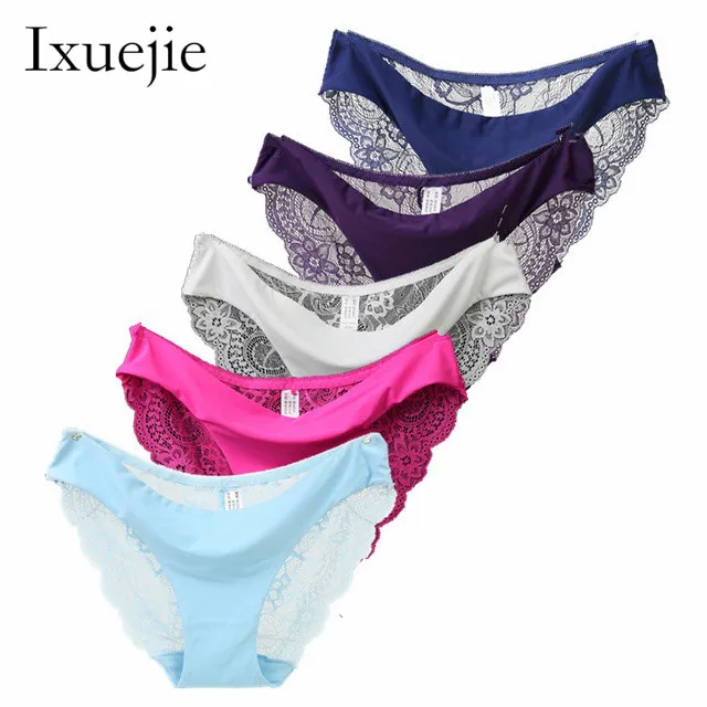 

5pcs/lot S-XXL 5 Size Women Sexy Underwear Transparent Hollow Women's Lace Panties Seamless Panty Briefs Intimates