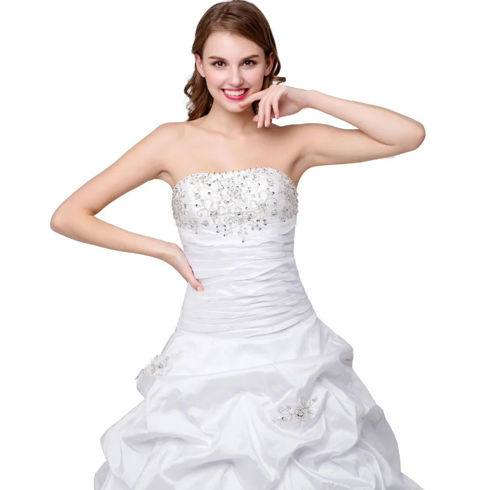 Aliexpress Angelsbridep Taffeta White Ivory Beaded Aliexpress Angelsbridep Taffeta White Ivory Beaded Pleated Strapless Wedding Dresses With Chapel Train From Reliable