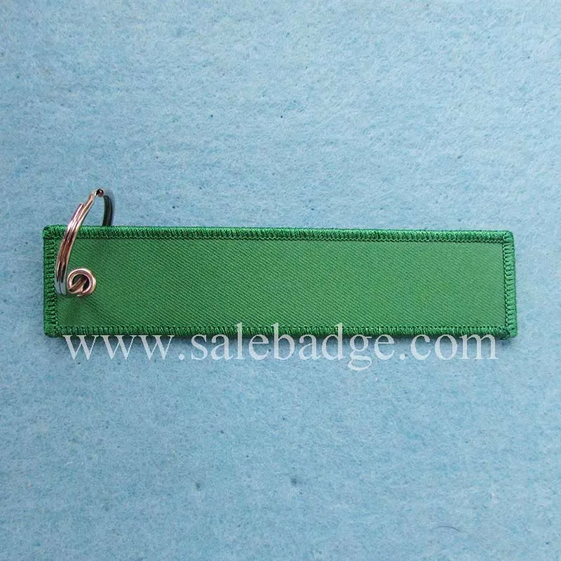 

Custom Green Cloth Patches Keychains With Ring