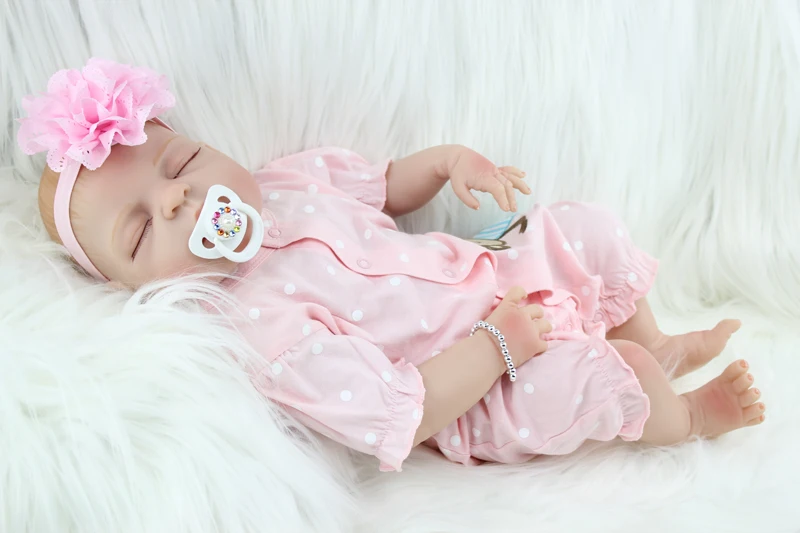 55 см полный Силиконовый Reborn Baby Sleeping Girl 2" реалистичный винил Новорожденные куклы закрытые глаза прекрасный подарок на день рождения водонепроницаемый