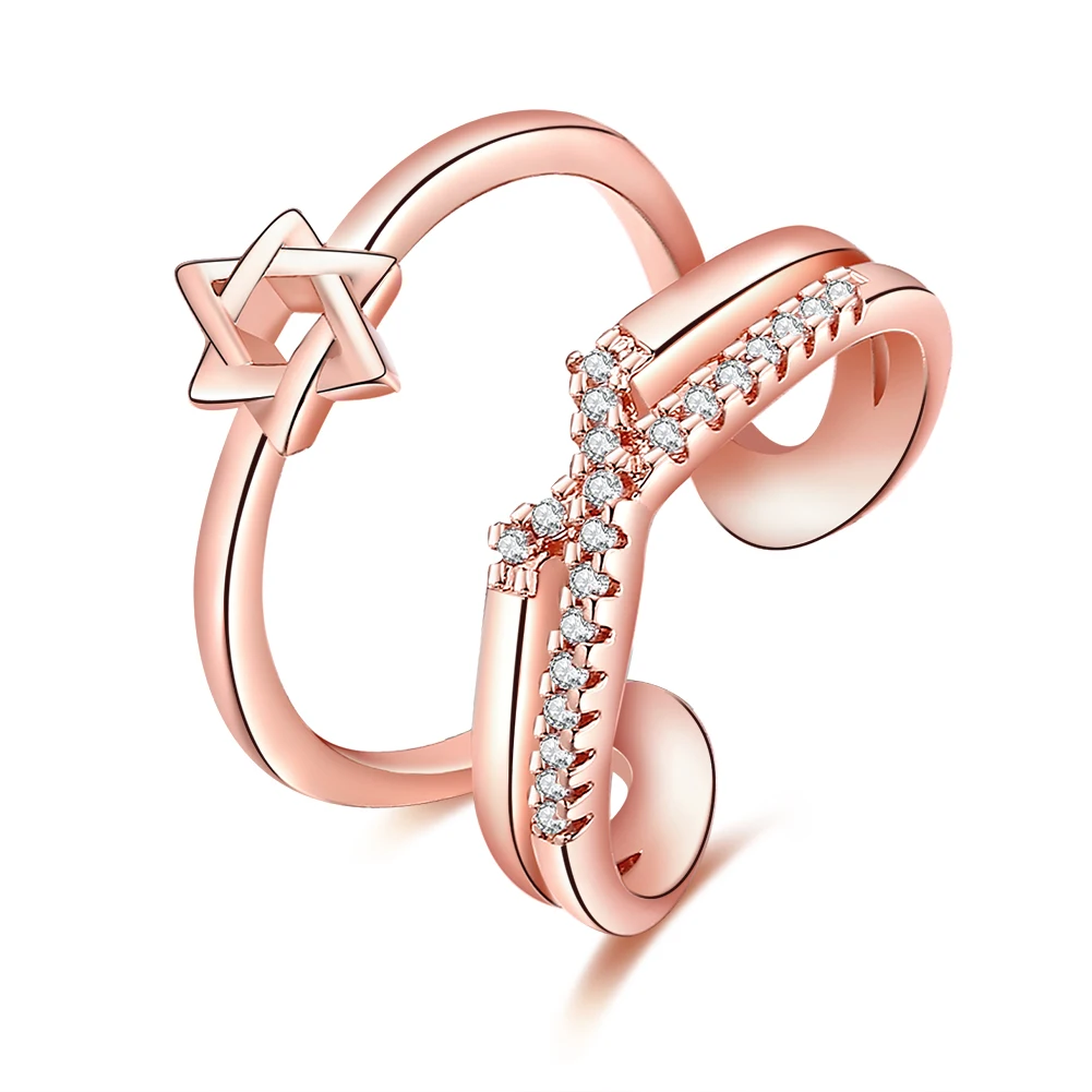 XU Classic Fashion Article Double Star Zircon Rings Opening Women's Popular Dazzling Jewelry Wholesale Sell Like Hot Cakes R894 |