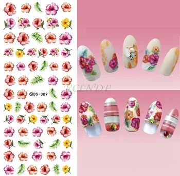 

Nail sticker art decoration sliders adhesive design flower leaf feather water Transfer decals manicure lacquer accessoires