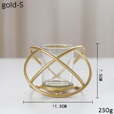 Европейская Современная Геометрическая овальная 3D форма домашний декор черные золотистые железные стеклянные чашки чайная легкая подставка для свечи Свадебная настольная центральная часть - Цвет: gold S