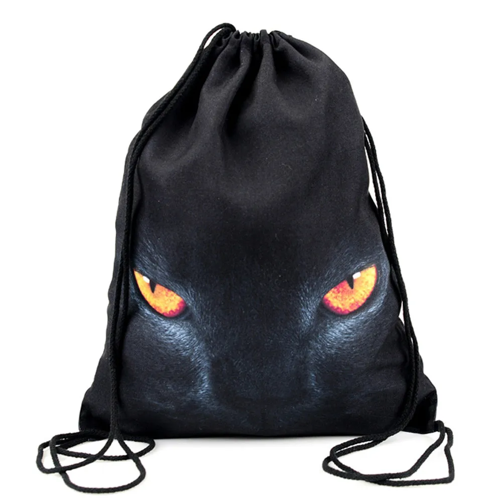 Рюкзак с кулиской 3D кошка сумка на шнурке с рисунком сумка для путешествий Женская Повседневная сумка рюкзак с веревкой Mochila# YJ - Цвет: I