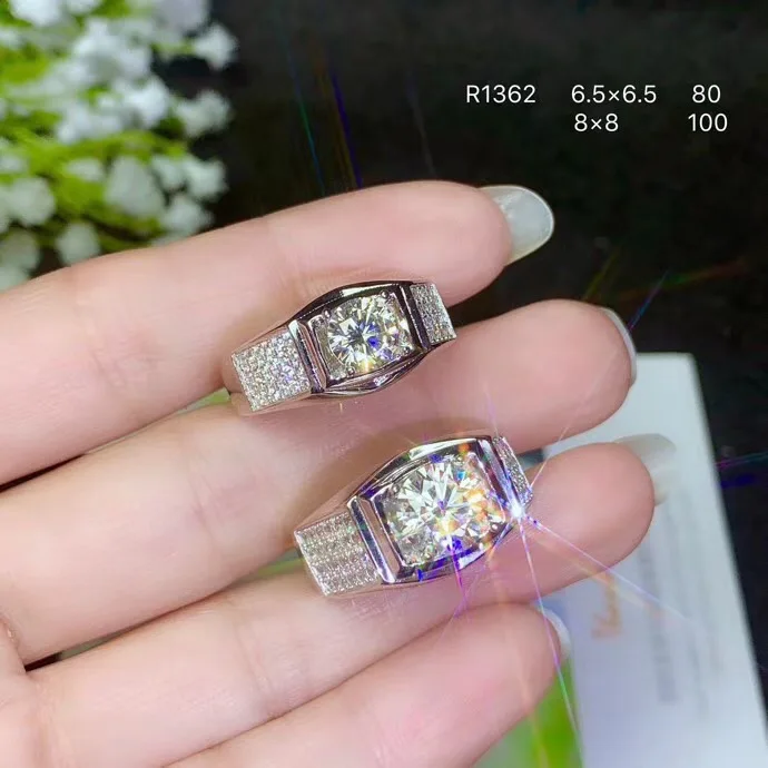 Мужские кольца Moissanite, сейчас самые популярные драгоценные камни, имеют высокую твердость, сравнимую с бриллиантами. 925 серебро