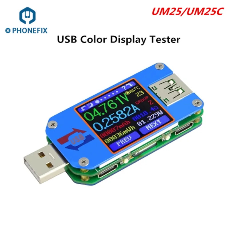 UM25 UM25C USB 2 0 Тип C ЖК дисплей Вольтметр Амперметр Напряжение измеритель тока для