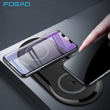 20W Double Seat QI Wireless Charger Fast Charging Pad 2 in 1 Desktop Charger for iPhone X XS MAX 8 plus For Samsung S10 S9 S8